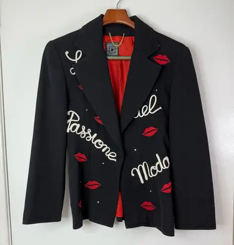 Bestini Paris vintage novelty lips embroidered black blazer M Size M