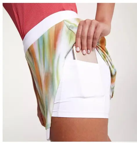 NWT CALIA Women's Double Layer Mesh Golf Skort size Large. 50+ UV protection Green