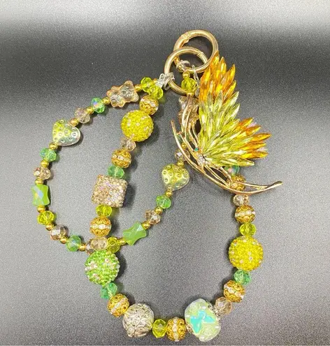 Handmade 💚💛Luxury Bag Charm / Phone Chain /Keychain Colorful Rhinestone Crystal Butterfly