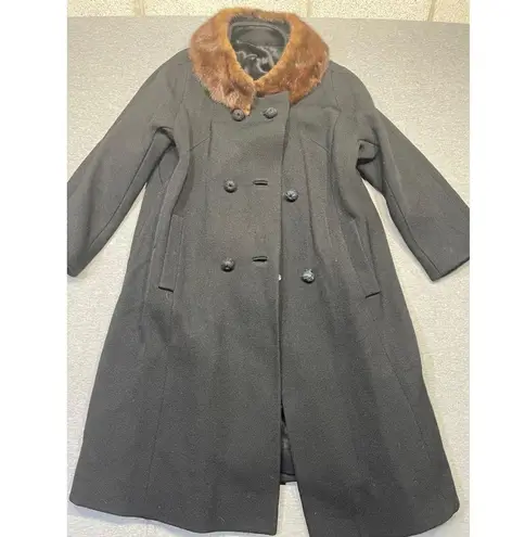 Women's National Coat and Suit Industry Coat Medium Wool Black Brown Fur Collar