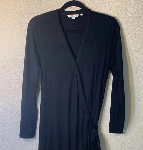 Boden black Long sleeve wrap dress sz 10 office business casual workwear comfy
