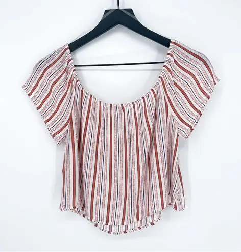 Ten Sixty Sherman  Off The Shoulder Striped Crop Top Medium