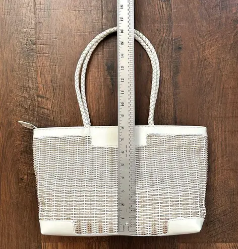 FALOR white/beige basketweave leather bag, made in Italy