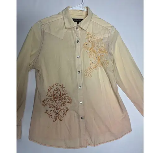 North River western button down with cross size medium Tan