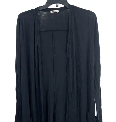 LA Made  Black Long Lightweight Open Front Cardigan Size Large New