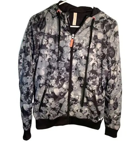 Ideology Full Zip Athletic Black Gray Floral