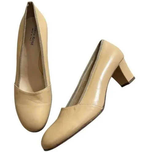 Taryn Rose Quiet Luxury Minimalist Tan Leather Classic Mid heel Pumps