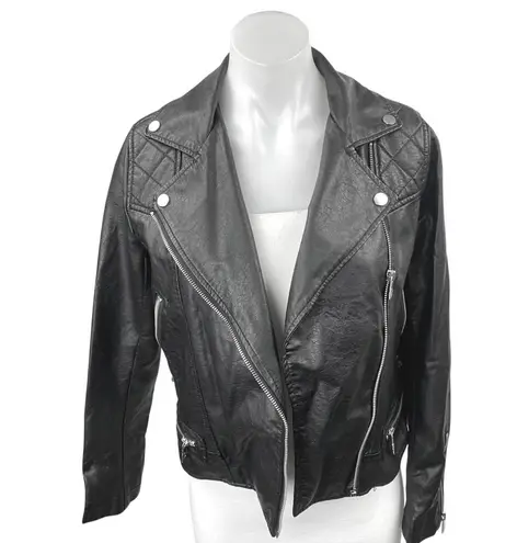 Bernardo Women's Black Faux Leather Vegan Long Sleeve Biker Motorcycle Jacket XS