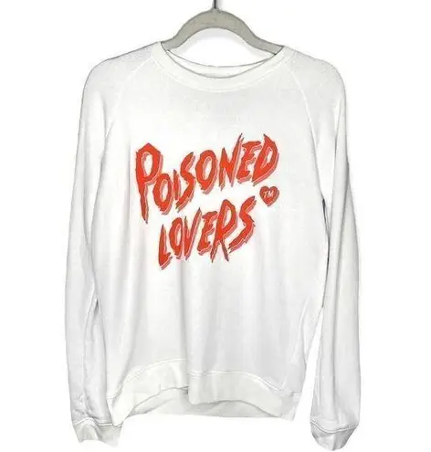 Zoe Karssen Poisoned Lovers Long Sleeve Graphic Sweater Medium White Crewneck