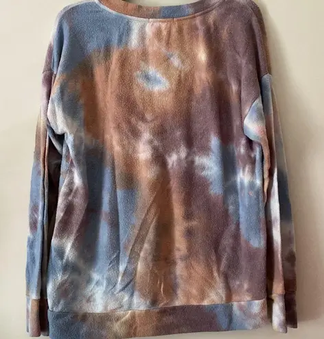 Nine Britton Women’s longsleeve fleece shirt sweatshirt top tie dyed medium - Image 2