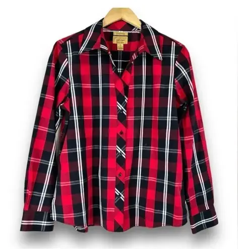 Investments Gold Label Red Plaid Button Front Shirt 16W