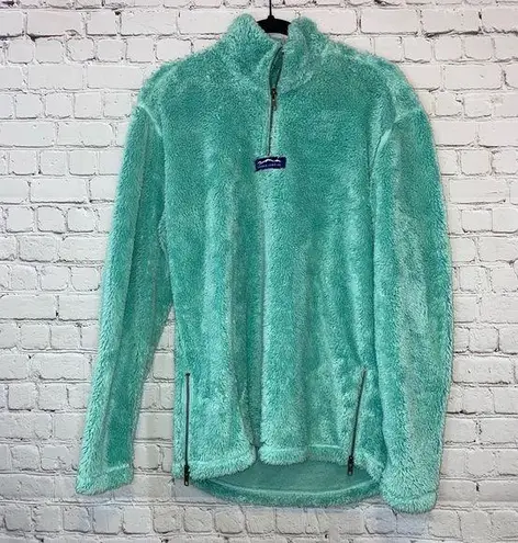 Lauren James 🎓  Turquoise Quarter Zip Fuzzy along Sleeve Pullover