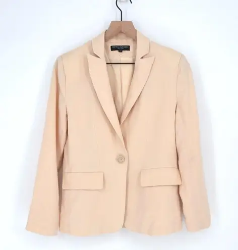 Central Park West Peaked One Button Blazer Jacket Single Breasted in Pink XS
