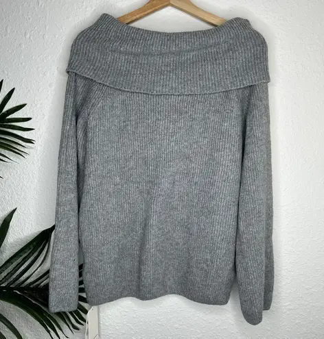 Commense Gray Oversized Overfold Off The Shoulder Knit Sweater S NWT