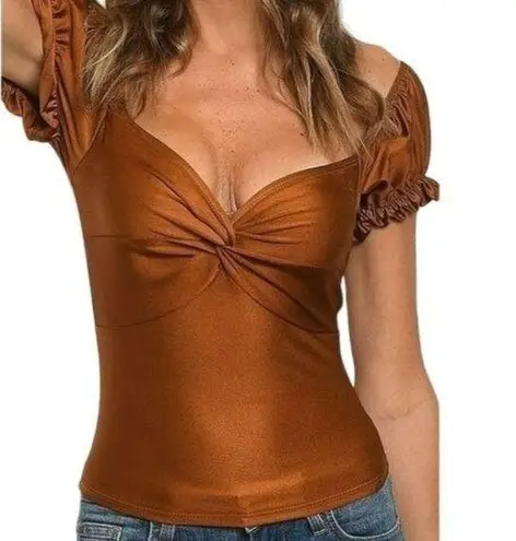 One By One  Twist Front Sweetheart Top Rust Size Small NWT