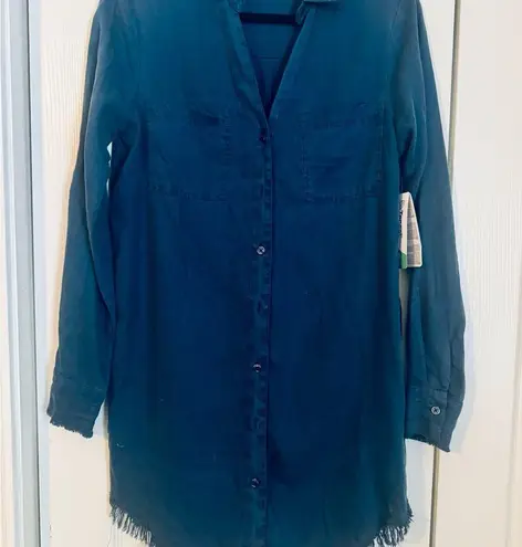 Dear John Women's Tencel Chambray Button Front Shirt Dress, Navy blue, Size XS