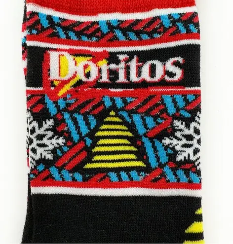 Doritos Crew Socks Mens Womens Christmas Holiday Snowflakes Fun Novelty Gift Black