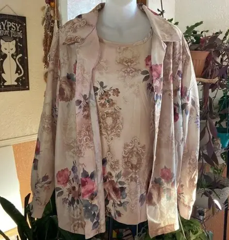 Blair  Boutique Beige Floral Blouse Set Size XL