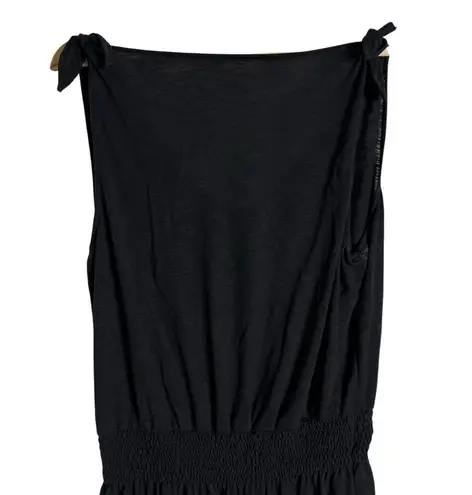 BECCA by Rebecca virtue Becca Breezy Basics Black Tie Strap Smocked Waist Beach Coverup Mini Dress Sz L