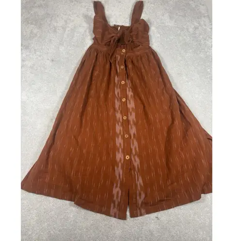 Free People  Brown / Burnt Orange Cotton Cutout Caldasi Midi Dress Size Xs