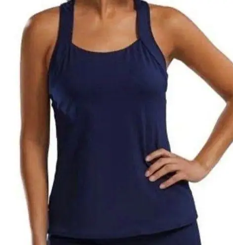 TYR Durafast Elite Square Neck Tankini Swim Top Navy Size 20 New With Tag Blue