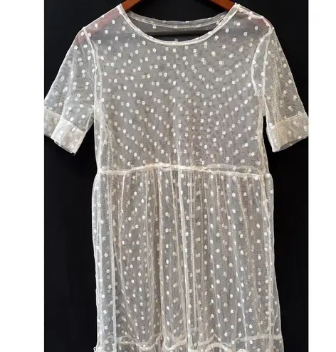 Agnes & Dora NWT White Polka dot Mesh Dress Sz S