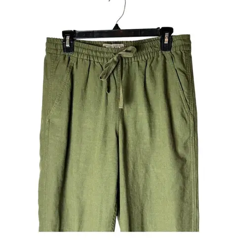 J.Crew  Point Sur Pants Women 2 Olive Green Linen Blend Joggers Athleisure Preppy