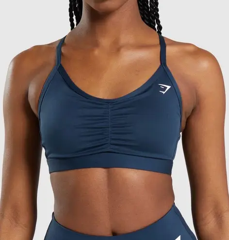 Gymshark Navy Blue Ruched Sports Bra