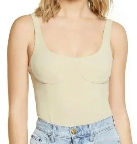 WAYF Corset Style Cupped Bodysuit Thong Beige/Tan