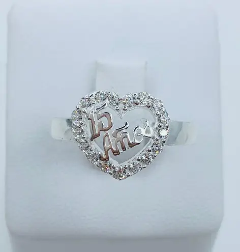 925 Sterling Silver Ring Sweet 15 años Heart with 15 años Size 9.5 White