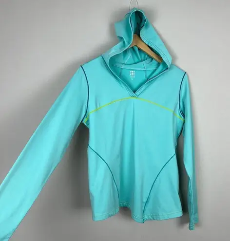 Title Nine Hoodie Pullover Women Medium Blue Regulator Long Sleeve Nylon Stretch