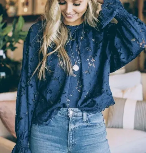 Free People Olivia Lace blouse in blue (XS)