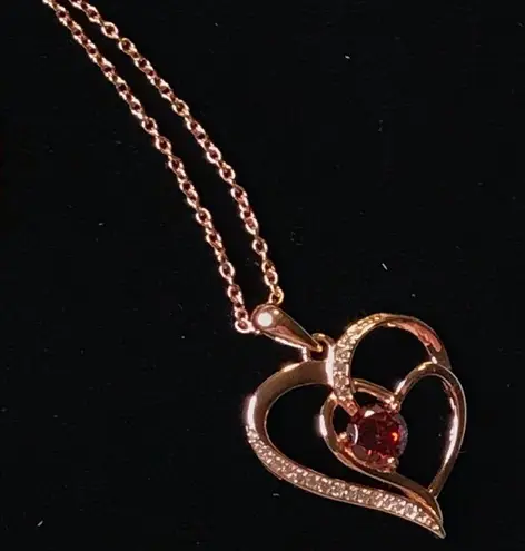 Sterling Silver NWT Old Rubin Rose Gold Plated 925  Heart Necklace