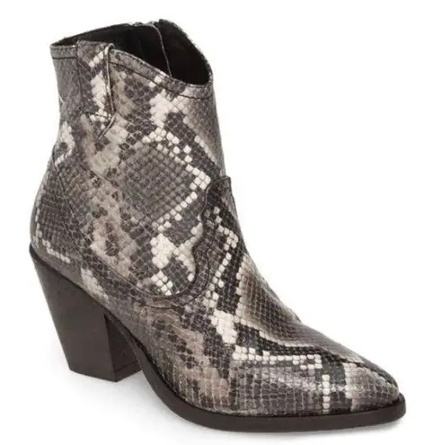 ALLSAINTS  Rolene Snakeprint Embossed Western Leather Block Heel Boots Size 7