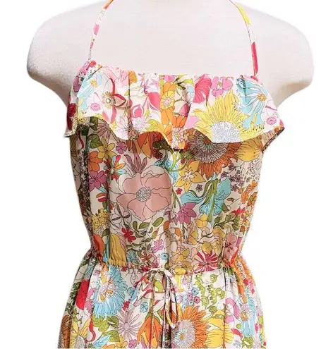 Liberty of London x Target Collab Retro Print Floral Halter Dress Size Large Yellow