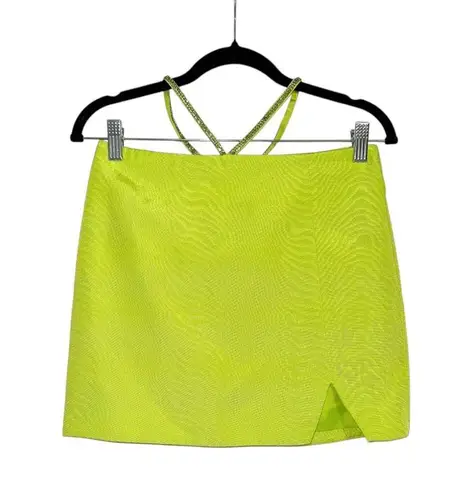 Camila Coelho Revolve Hannah Rhinestone Green Mini Skirt XS in Green Apple