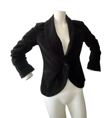 Newport News velvet blazer size 6 soft black cotton one button cocktail nye