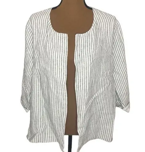 Poetry UK 100% linen striped boxy open front blazer jacket size 6