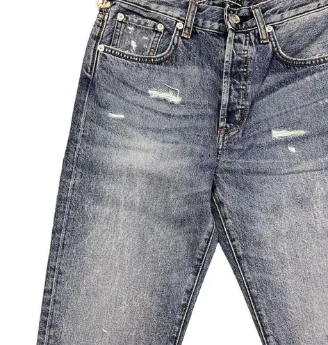 NWT Daily Blue Women's Hype Cropped Jeans Medium Wash Blue Distressed Size 25