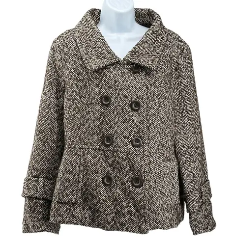 Last Kiss Vintage Tweed Dark Academia Pea Coat Jacket Plus Size 1X 90s