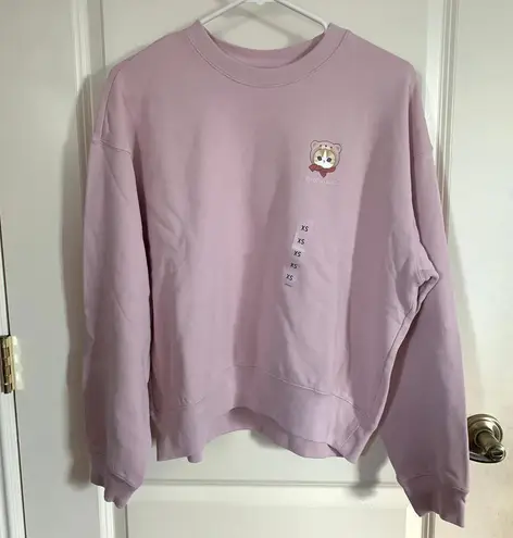 Mofusand Uniqlo Collab Printed Embroidered Sweatshirt in Pink XS