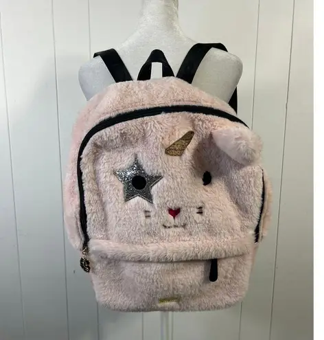 Luv Betsey Johnson Backback Plush Large Blush Pink Fuzzy Unicorn Tote Bag Purse - Image 7