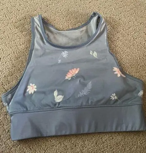 Max Studio  Performance Gray Floral Sports Bra Size Medium Bin 102