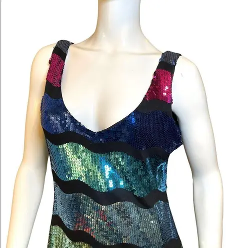 Frederick's of Hollywood Frederick’s of Hollywood Bright Color Block Sequin Tank Slip Mini Dress L Neon