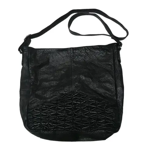 Day & Mood ISA hobo large black leather crossbody bag Black