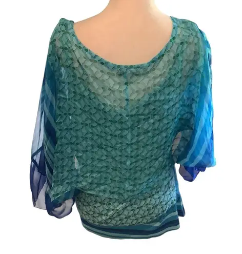 Live and let live Blue and Green Flowy Blouse Multiple Ways to Wear. WORN ONCE - Image 10