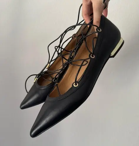 ALDO  black “Alize” Pointed toes Lace Up Ballet flats