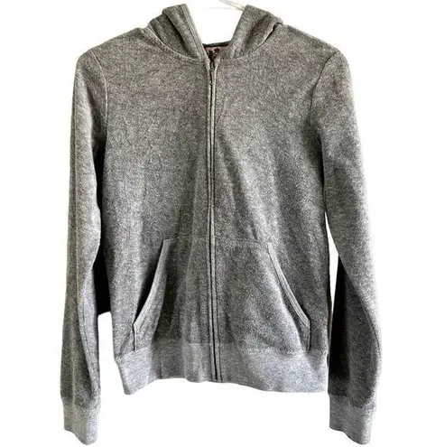 Juicy Couture  Full Zip Terrycloth Hoodie Jacket Y2k Lightweight Cotton Gray M