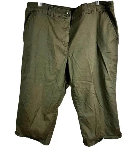 Karen Scott Plus Size 20W Olive Green 98% Cotton 2% Stretch Cotton Spandex