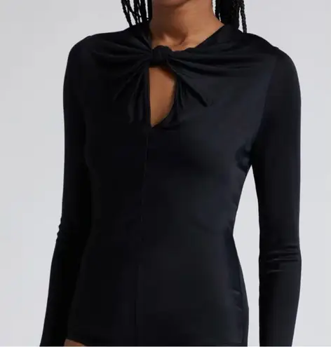Farm Rio Cutout Bodysuit Black Size Medium NWT Knot Long Sleeve